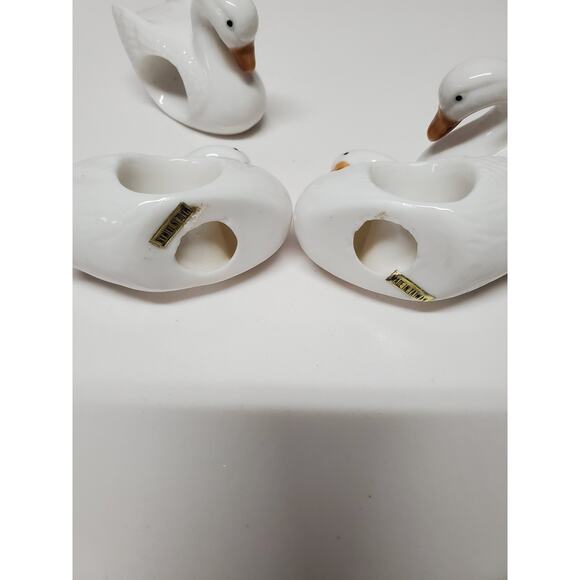 Vintage Goose or Duck Ceramic NAPKIN RINGS Set of 4 White Farm Country - Picture 6 of 9